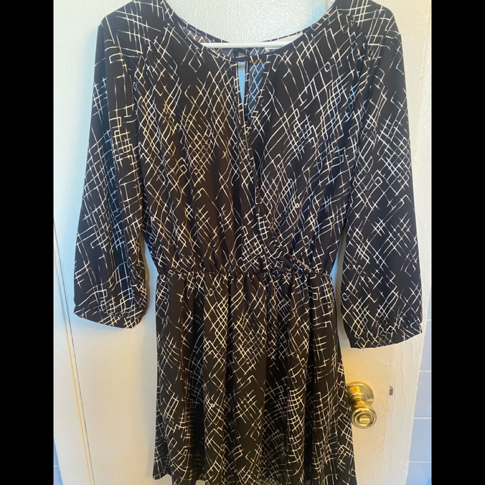 Black and white wrap style dress